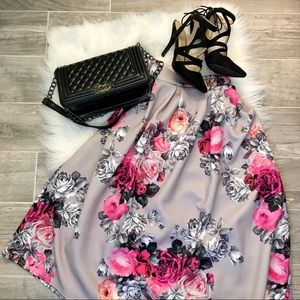 A Line Skirt Midi Length Floral